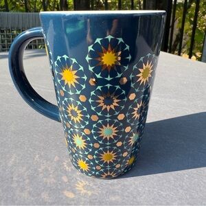 David’s Tea Moroccan Mosaic Perfect Mug Starburst Pattern Deep Indigo Color